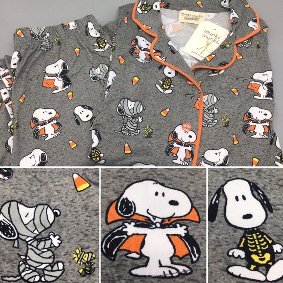 2pc Munki Munki Halloween Snoopy Costume Womens Pajamas Lounge Plus Size 1X 2X - Picture 1 of 12